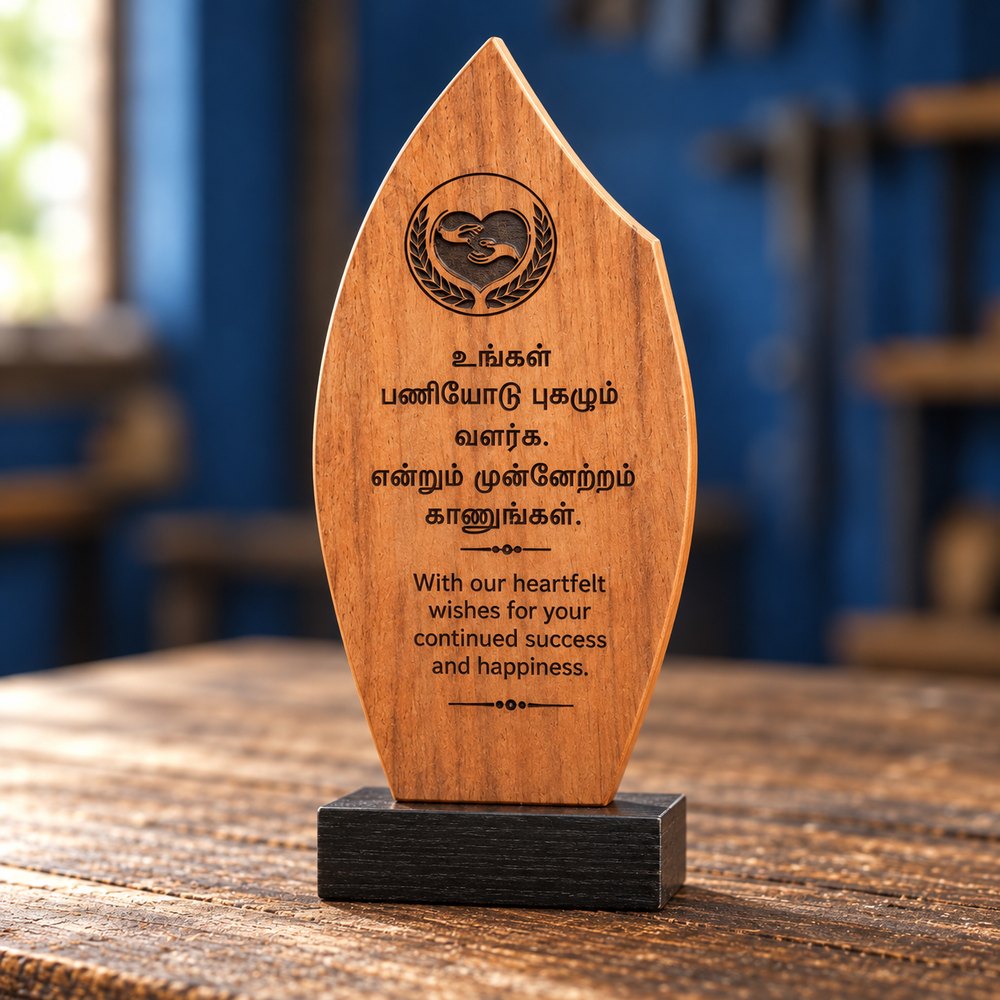 Engraved wooden appreciation award